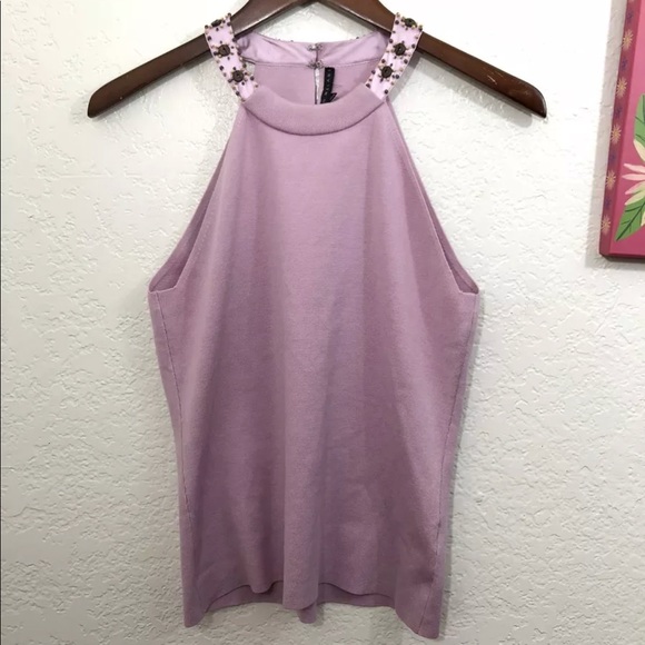 ANTONIO MELANI Tops - NWOT Antonio Melani Beaded Accent Lilac Tank Sz M